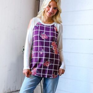 FIRST LOVE Women’s Boutique Brand Wine Cross Floral Open Shoulder Size Medium